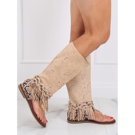 Tongs bohème tige beige NS130P Beige 1