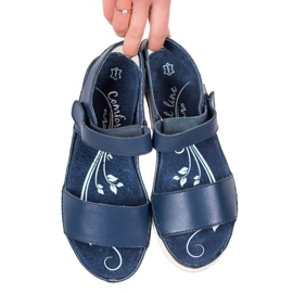 Filippo Sandales en cuir bleu marine 1