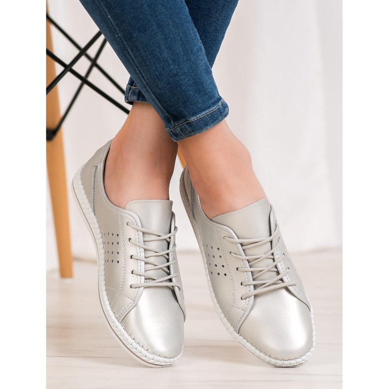 Kylie Chaussures en cuir à lacets gris 1