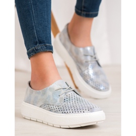 Goodin Chaussures en cuir léger gris 1