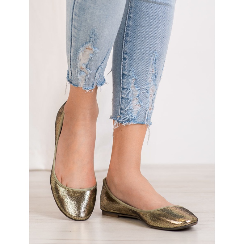 SHELOVET Ballerines brillantes doré 1