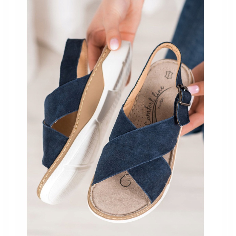 Filippo Sandales en cuir sur la plate-forme bleu 1