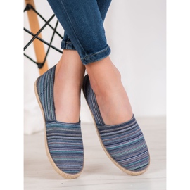 McKey Espadrilles à rayures brun bleu marin bleu vert 1