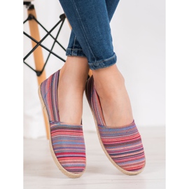 McKey Espadrilles à rayures brun rouge bleu 1