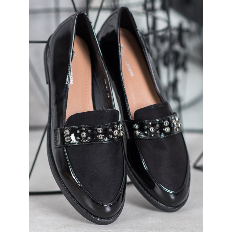 SHELOVET Mocassins laqués noir 1