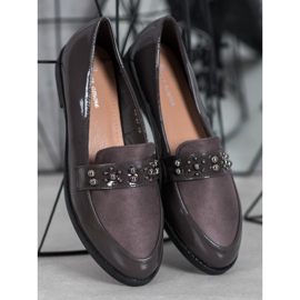SHELOVET Mocassins laqués gris 1