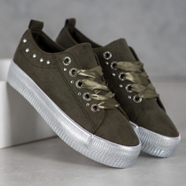 SHELOVET Baskets en daim vert 1