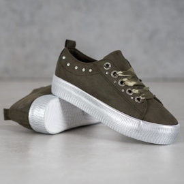 SHELOVET Baskets en daim vert 4