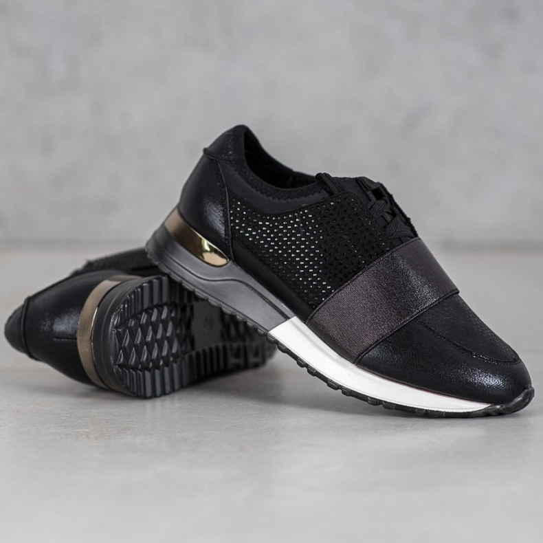 SHELOVET Chaussures de sport avec cristaux le noir 1
