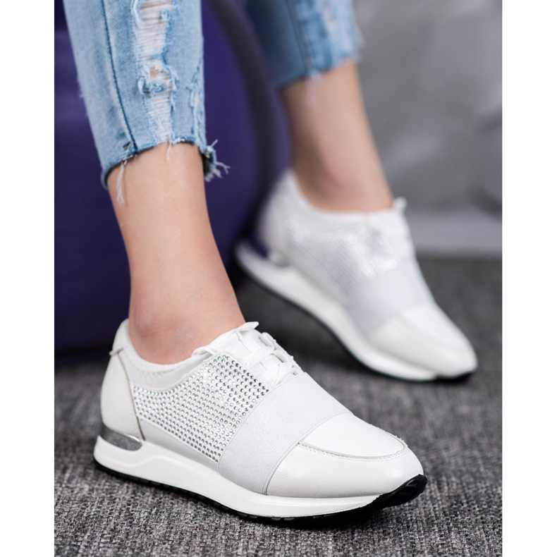 SHELOVET Chaussures de sport avec cristaux blanc 1