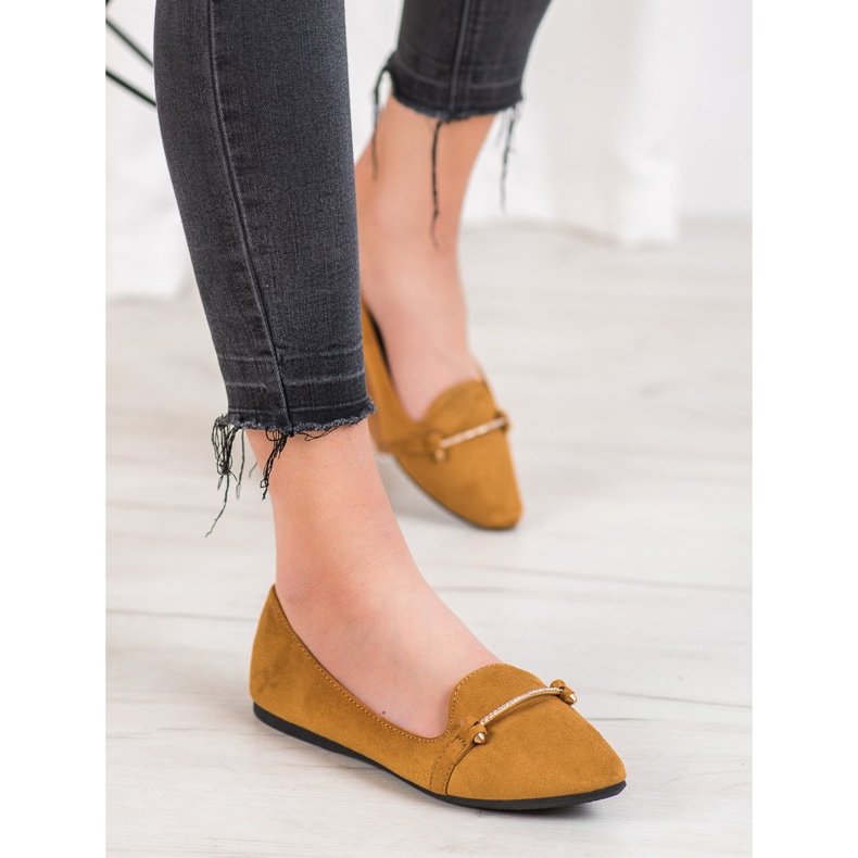 SHELOVET Ballerine En Spitz brun 1