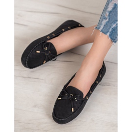 Diamantique Mocassins en cuir écologique noir 2