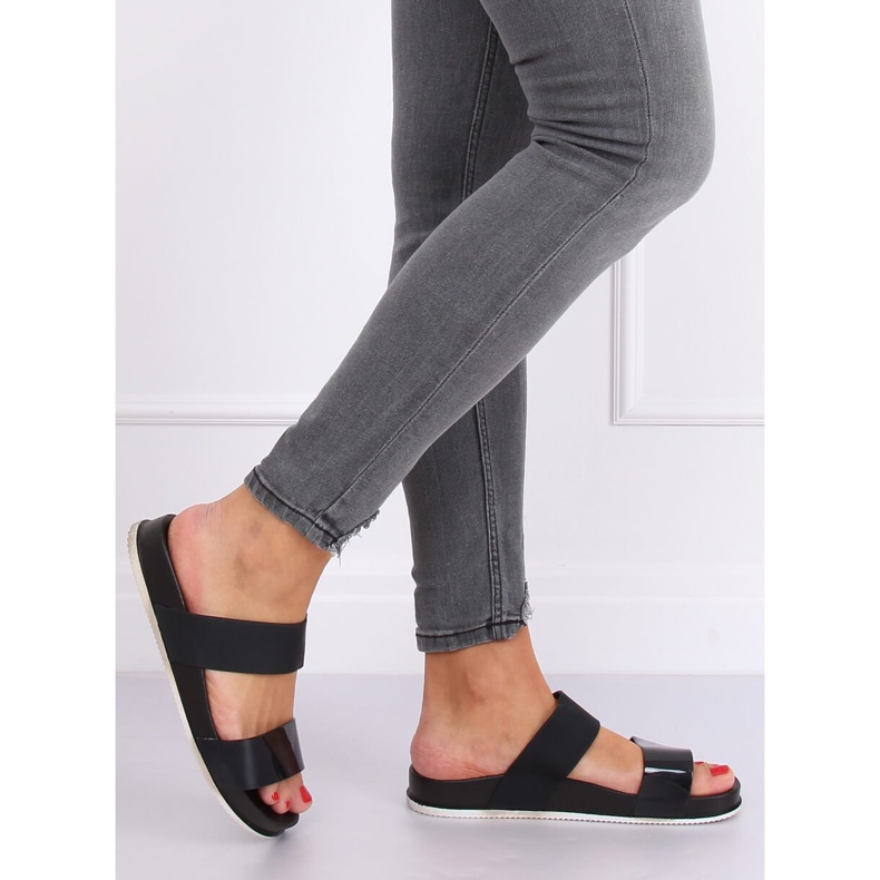 Noir CK66P Chaussons noirs avec lanières en caoutchouc 2