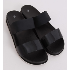 Noir CK66P Chaussons noirs avec lanières en caoutchouc le noir 1