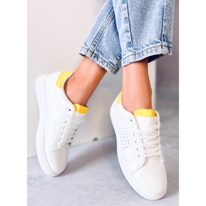 Baskets femme blanches et jaunes LV101P Jaune 2