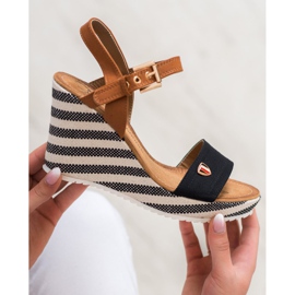 Goodin Sandales compensées à la mode brun le noir multicolore 3