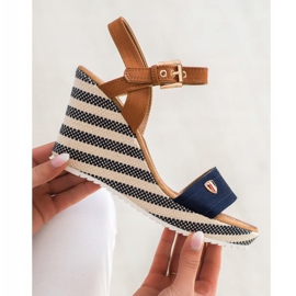 Goodin Sandales compensées à la mode brun bleu multicolore 4