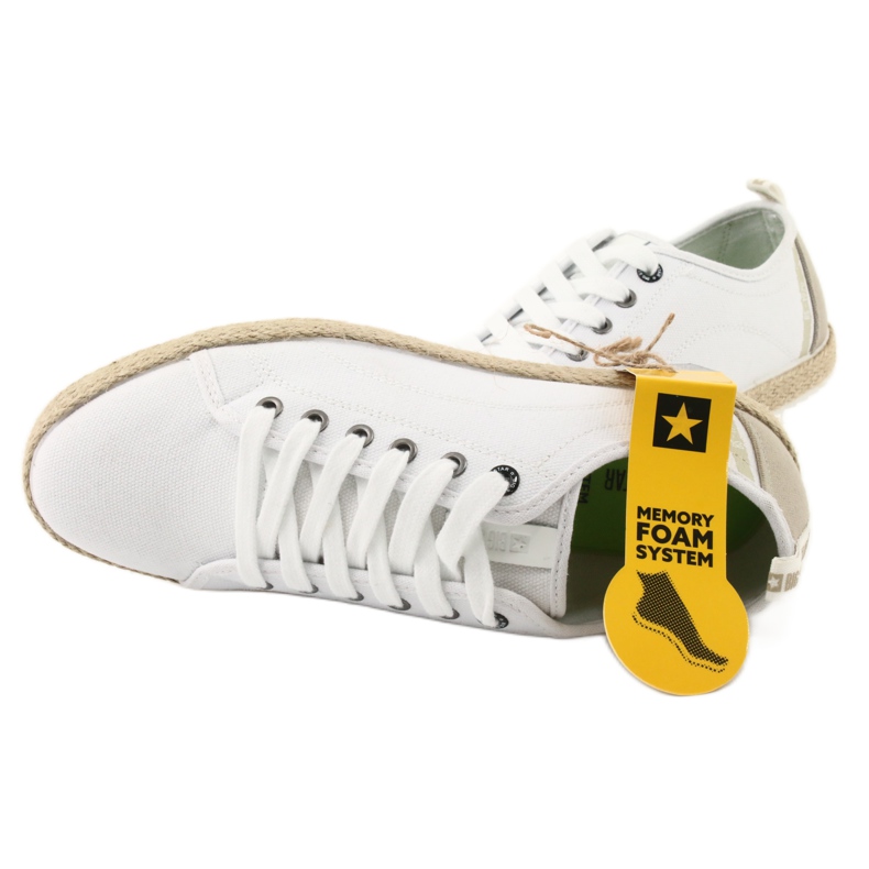 Espadrilles homme Big Star 174155 dentelle blanc brun 1