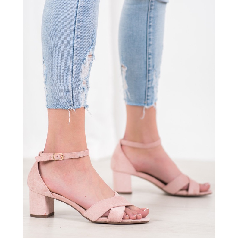 Seastar Sandales en daim élégantes rose 2