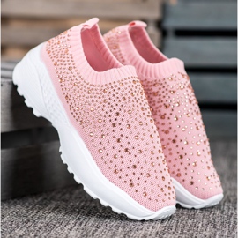 Diamantique Chaussures de sport avec cristaux rose 1