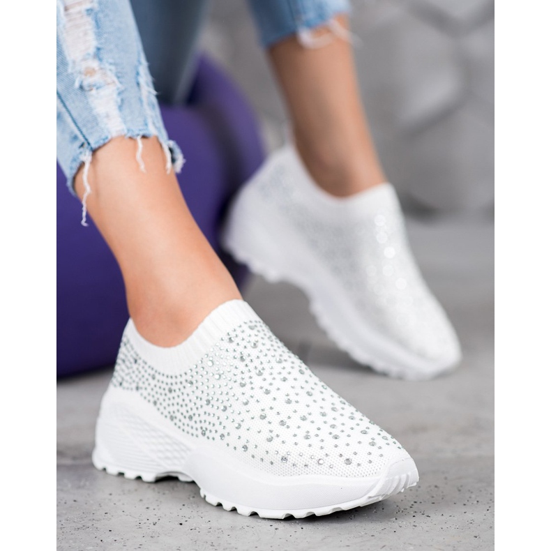 Diamantique Chaussures de sport avec cristaux blanche 2