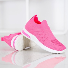 Diamantique Chaussures à enfiler fluo rose 1