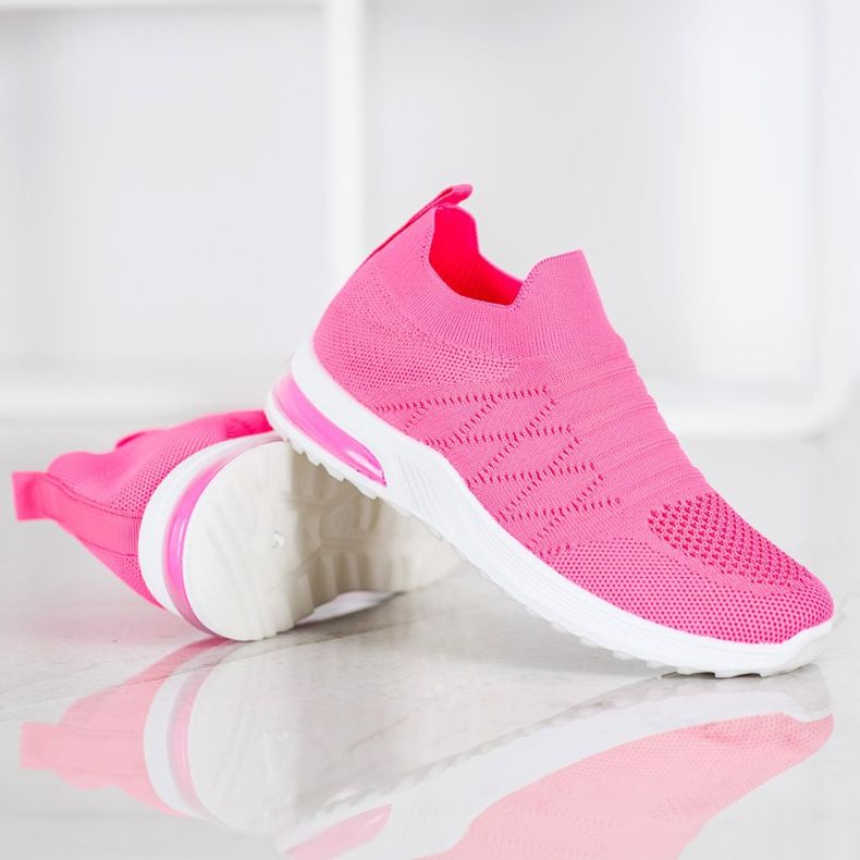 Diamantique Chaussures à enfiler fluo rose 1