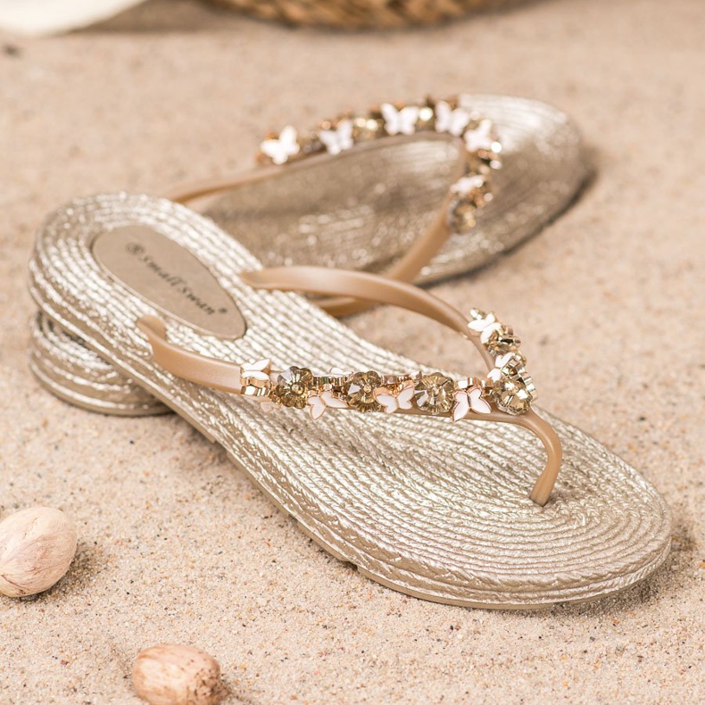 SHELOVET Tongs en caoutchouc avec ornements jaune 1