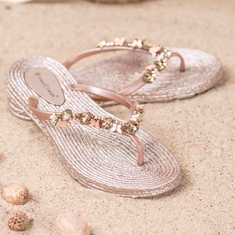 SHELOVET Tongs en caoutchouc avec ornements rose 1