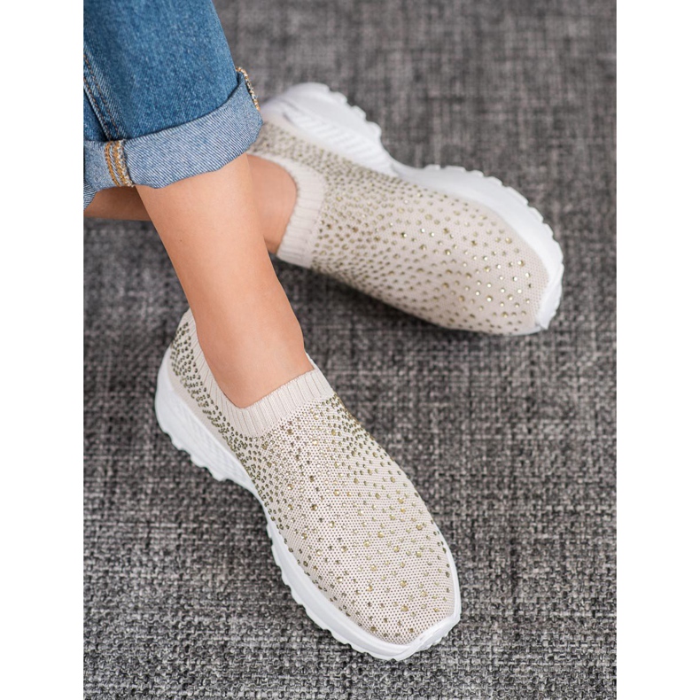 Diamantique Chaussures de sport avec cristaux brun 1