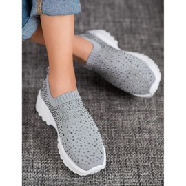 Diamantique Chaussures de sport avec cristaux gris 2