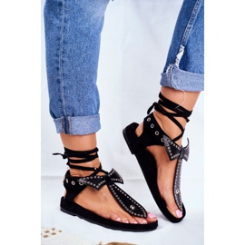 Sandales nouées noires pour femmes Lu Boo Japanese Mara 1