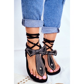 Sandales nouées noires pour femmes Lu Boo Japanese Mara 2