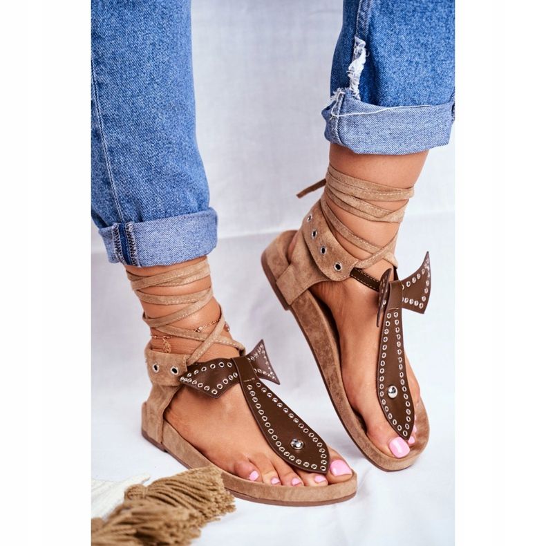 Sandales nouées marron pour femmes Lu Boo Japanese Mara brun 2