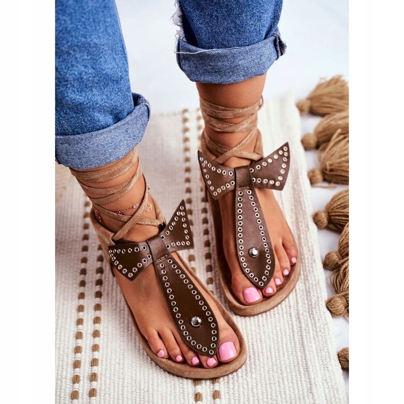 Sandales nouées marron pour femmes Lu Boo Japanese Mara brun 1 Sandales nouées marron pour femmes Lu Boo Japanese Mara brun 1