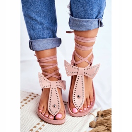 Sandales nouées Lu Boo pour femmes rose poudré japonais Mara 1