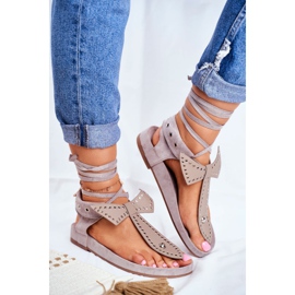 Sandales nouées grises Lu Boo pour femmes Japanese Mara 1