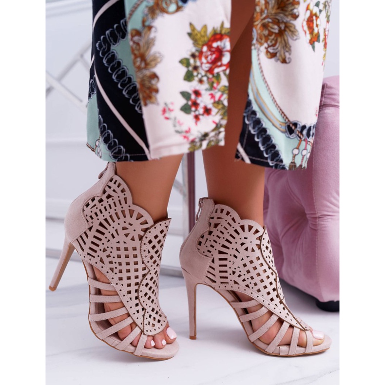 SEA Sandales Beiges Femme en Daim sur talon haut Viviane 2