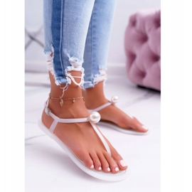 LU BOO Sandales pour femmes Tongs Meliski avec perle blanche Contiro 1 LU BOO Sandales pour femmes Tongs Meliski avec perle blanche Contiro 1