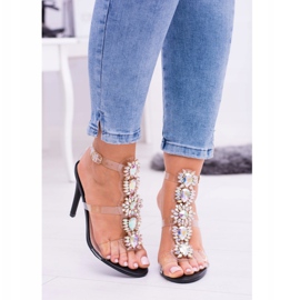 Lu Boo Sandales Noires Sur Une Serenade De Strass À Talons Hauts multicolore 2