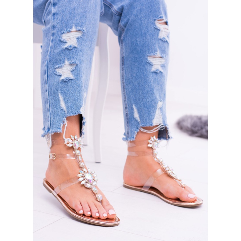 Pas Cher Lu Boo Chaussures Élégantes Sandales Or Strass Nomire multicolore jaune 1