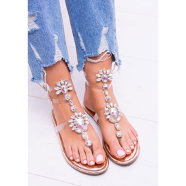 Pas Cher Lu Boo Chaussures Élégantes Sandales Or Strass Nomire multicolore jaune 5