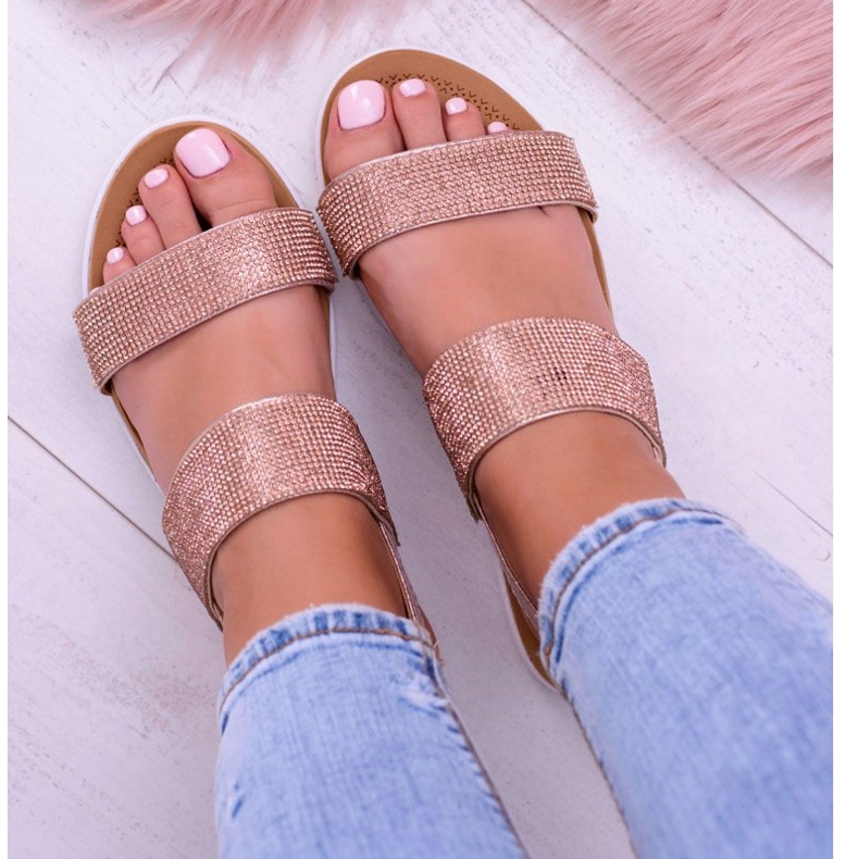 Sandales champagne Lu Boo pour femmes avec zircone cubique parfaite rose 2 Sandales champagne Lu Boo pour femmes avec zircone cubique parfaite rose 2