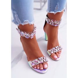 Lu Boo Sandales Rose Irisé Strass Lambada multicolore 2