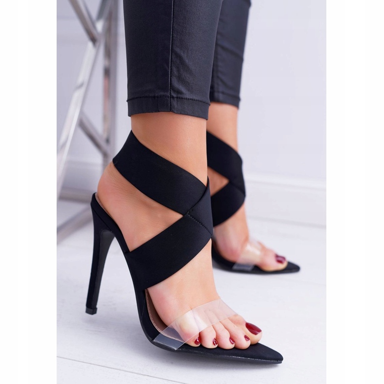 L.DAY Sandales à talons hauts pour femmes à bride large Black Lights le noir 1 L.DAY Sandales à talons hauts pour femmes à bride large Black Lights le noir 1