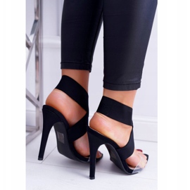 L.DAY Sandales à talons hauts pour femmes à bride large Black Lights le noir 2