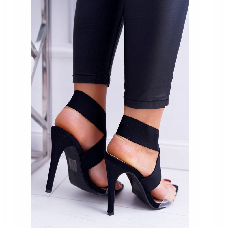 L.DAY Sandales à talons hauts pour femmes à bride large Black Lights le noir 2