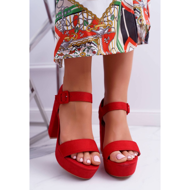 NFR Sandales Pour Femmes À Talons Hauts Et Plateforme Rouge LaMondes 2