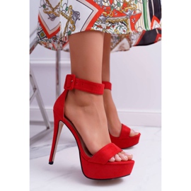 NFR Sandales Femme à Talon Haut Plateforme Rouge Welbos 1