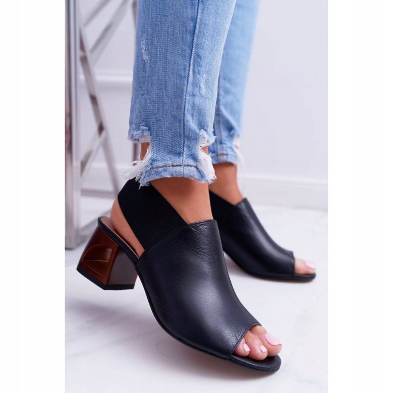 Sandales Sur A Bar Laura Messi 1919 Cuir Noir Grehno 1